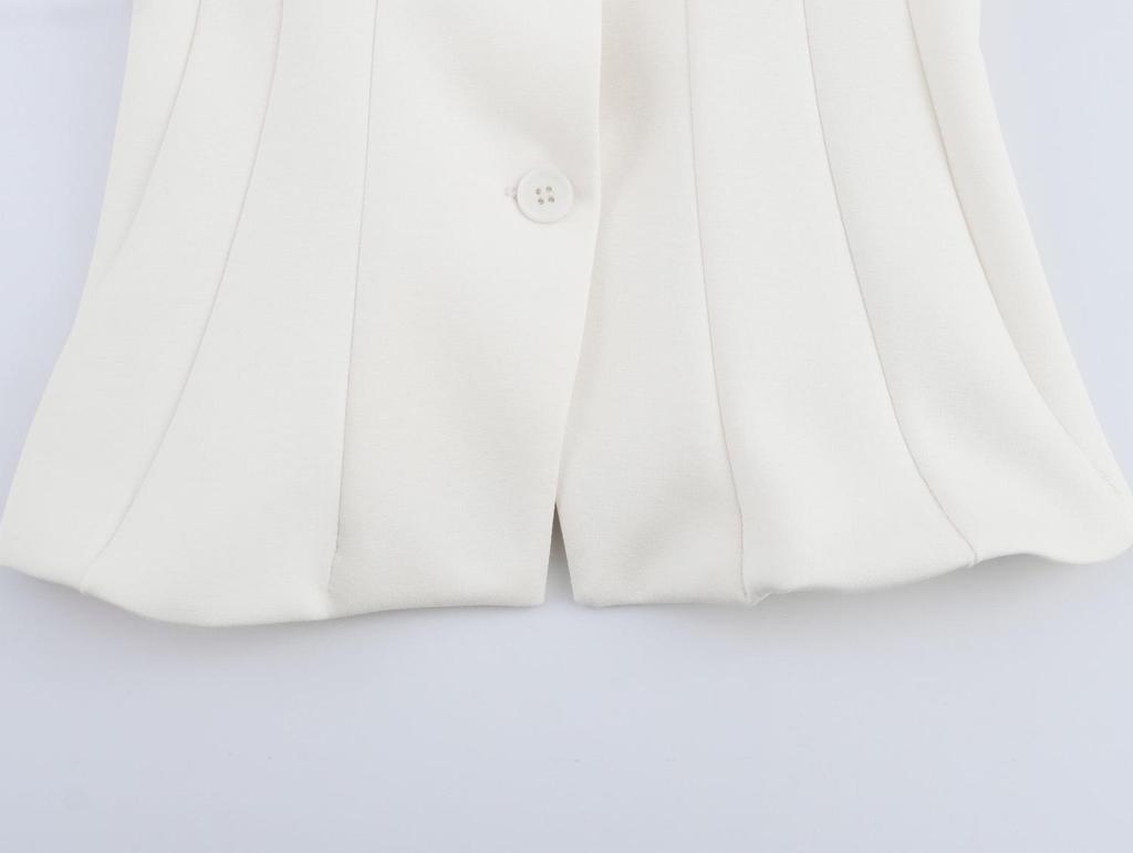 Damen V-Ausschnitt Weste-Stil Oberteil & Lange Hose Set - Lässiges Einreiher-Design