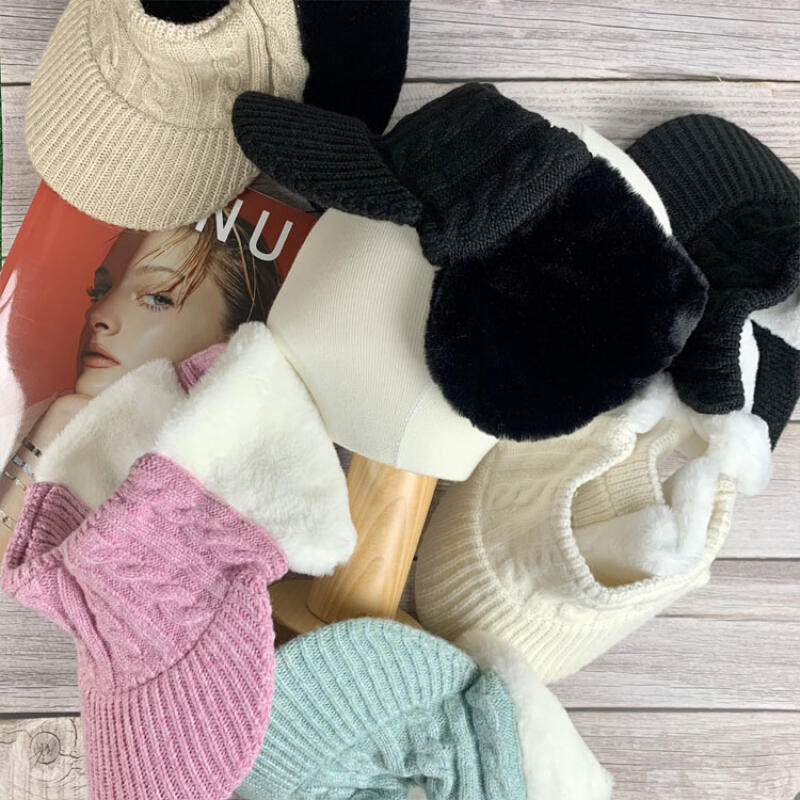 

Women s Winter Golf Hat with Rabbit Fur Earflaps, 6 Colors Mint Ear-White