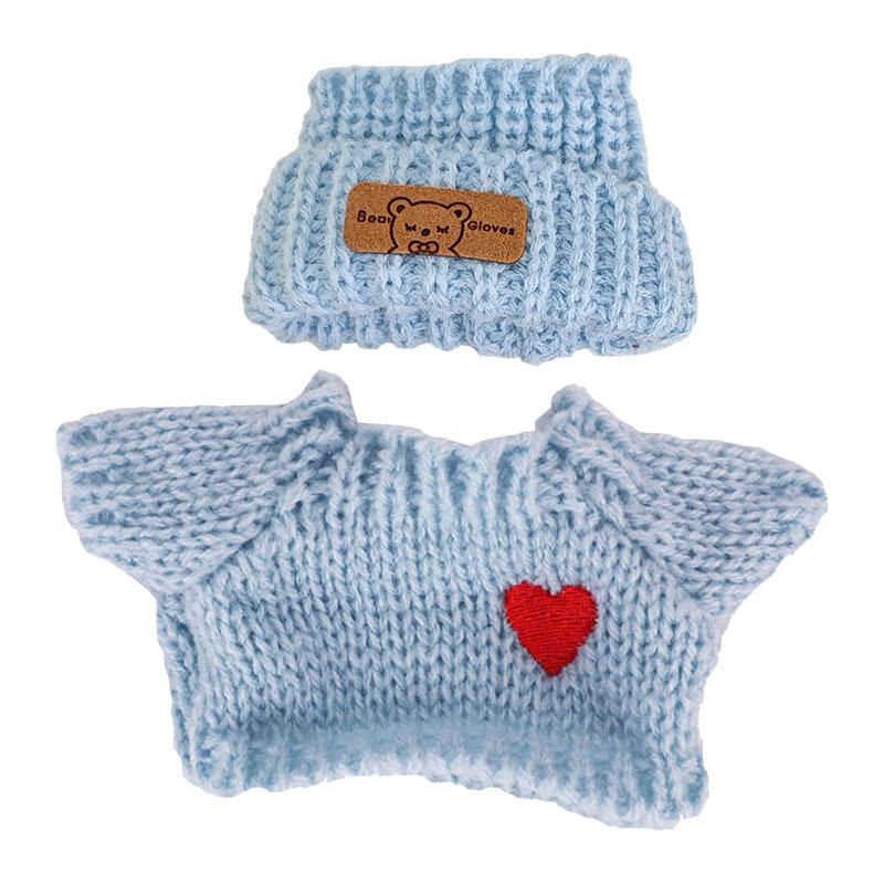 Ubranka dla mini lalek dla pluszowej lalki Labubu 17 cm, strój, akcesoria, miłość pary, czarno-biały sweter, 2-częściowy zestaw, czapki, torby