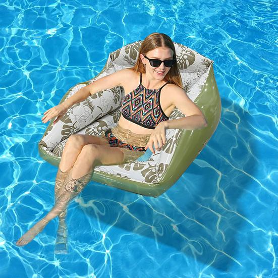 Inflatable Pool Floats for Adult, Heavy Duty Floating Lounge Chair, Swimming Pool Hammock Seat with Cup Holder for Summer Party, Lake Beach