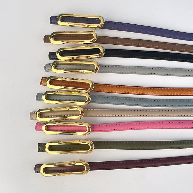 Leather Women'S Thin Belt Cowhide With Casual Pants Dress Women'S Thin Belt