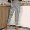 Pantaloni creion pentru femei cu talie înaltă, cu sclipici, pantaloni lungi, țesătură elastică, pantaloni strălucitori, jambiere cu paiete