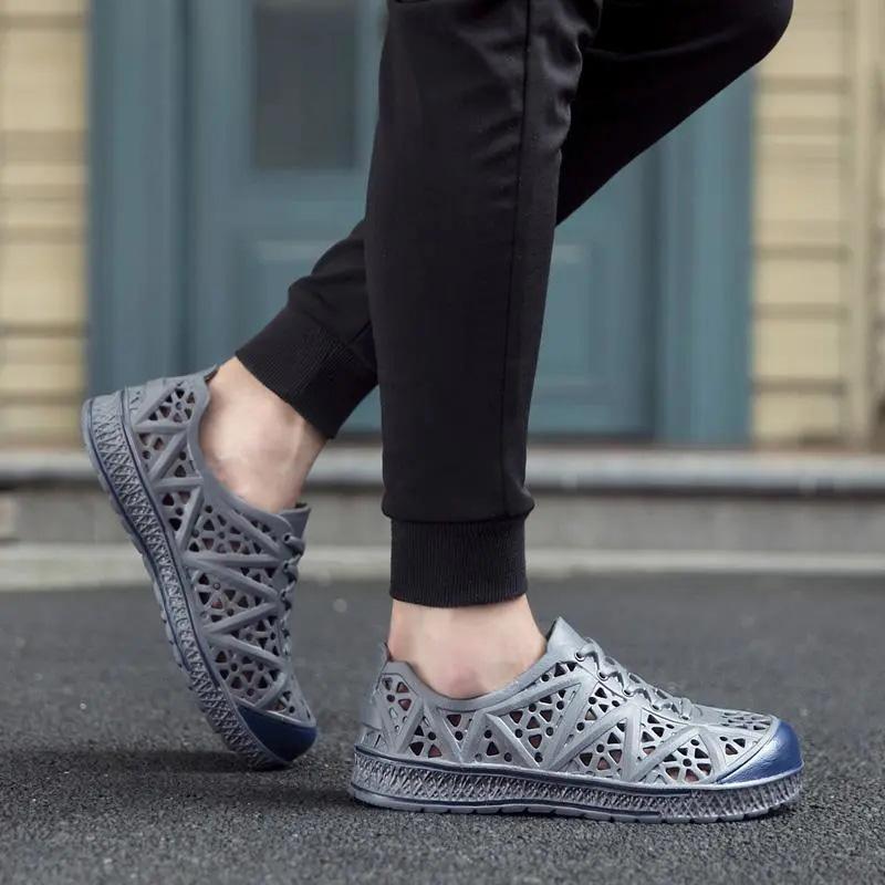 WTEMPO Herresandaler Sommer Myk Såle Lav Hæl Hul Blandet Farge Pustende Sklisikker Strandsko Tykk Såle EVA Ettstykke Plast Komfortabel Sandal