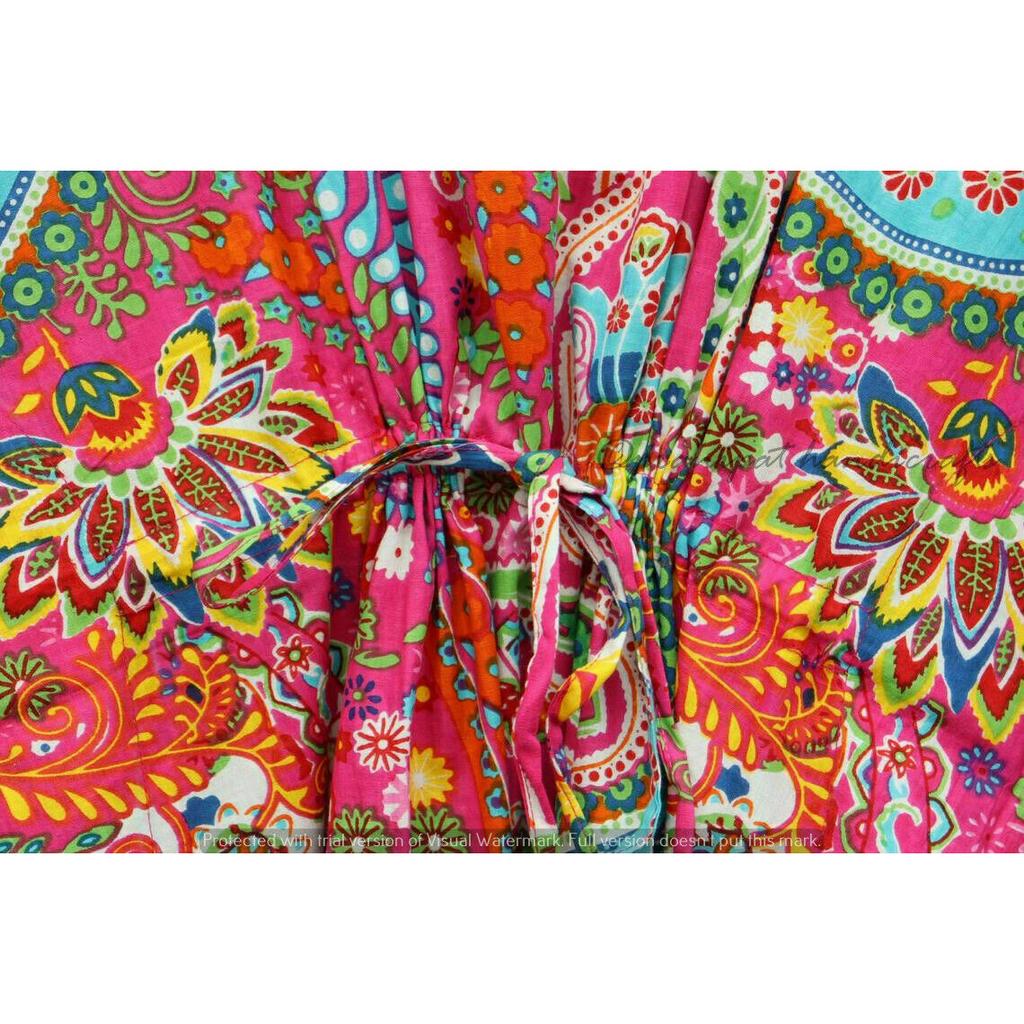 Roz Indian Rochie Caftan Lungă cu Imprimeu Paisley Caftan Maxi Femei Îmbrăcăminte de Noapte Rochie CKFTN-SCRN-FULL-BUYIT-003