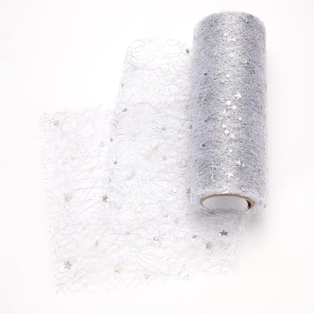 Tulle Roll Spool Nylon Tulle Ribbon Mesh Shiny Tulle Fabric for DIY Tutu Skirt Wedding Crafts Birthday Party 5.9 inch x 10 Yard