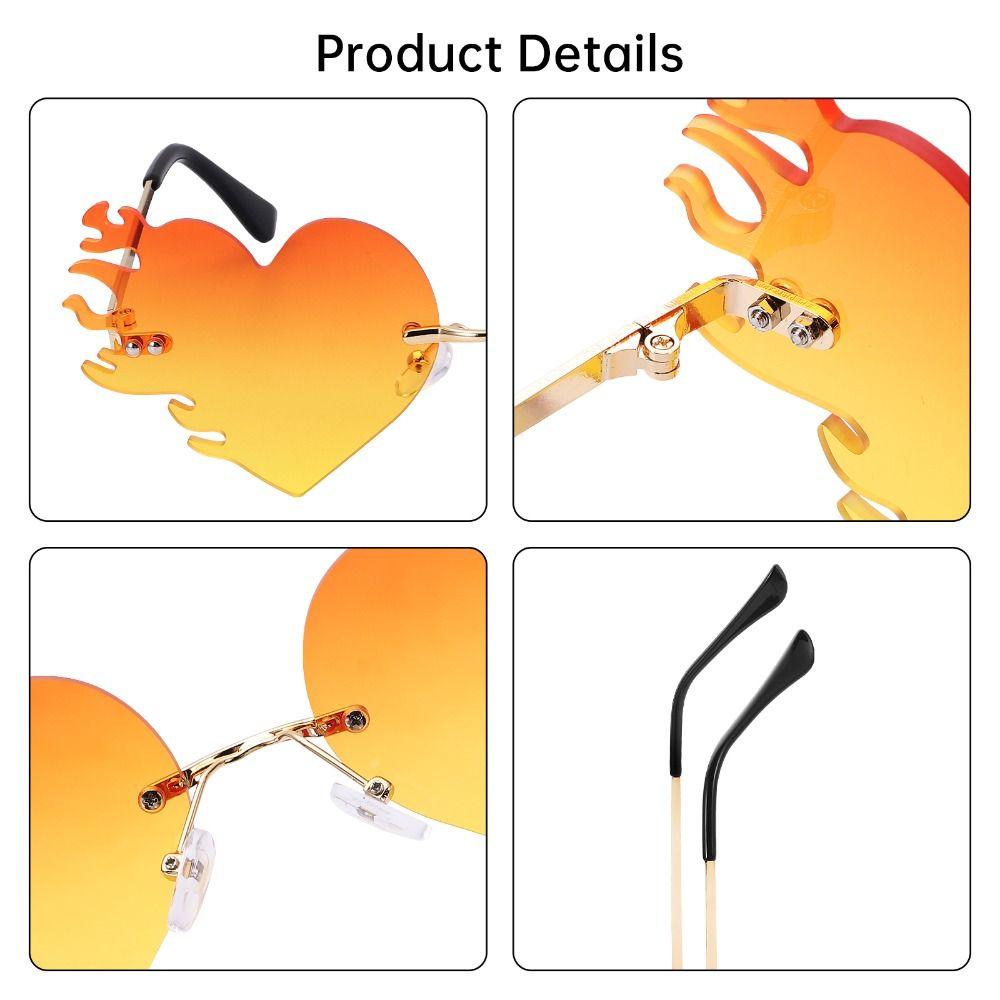 Okulary przeciwsłoneczne w kształcie serca bez oprawek, akcesoria kostiumowe, okulary Party Favor dla kobiet i mężczyzn