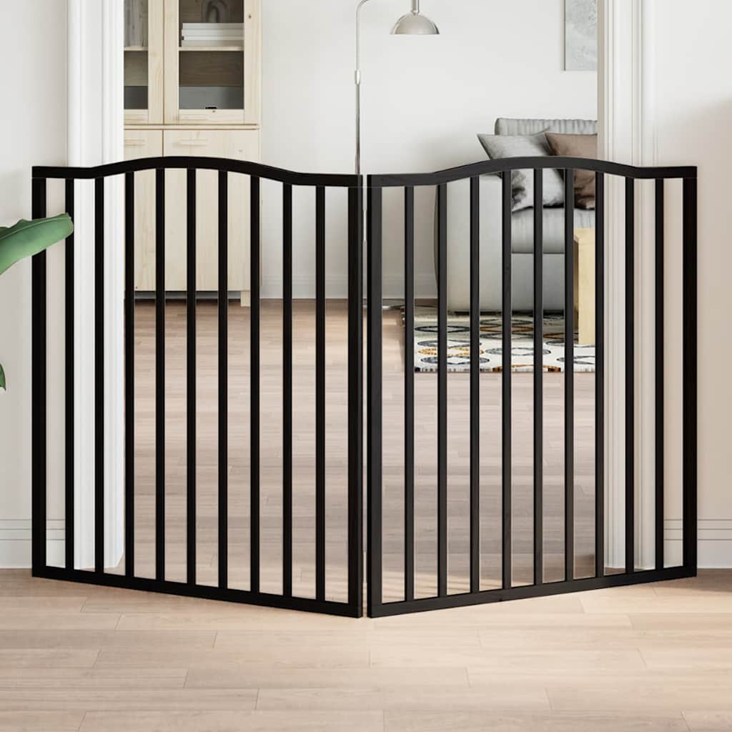 2 Piece Foldable Dog Gate Black 160 cm Poplar Wood