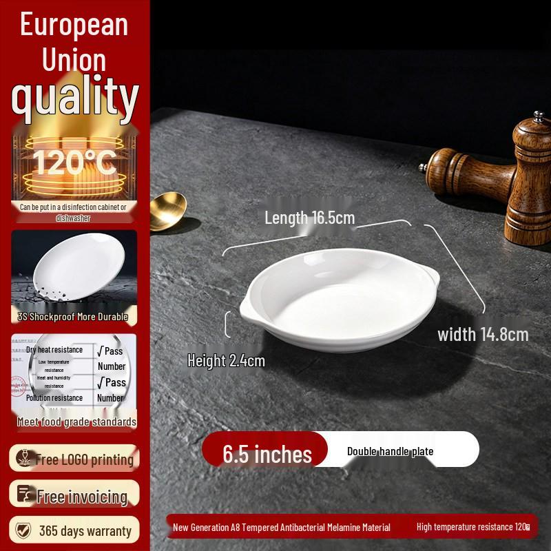 High-End Restaurant-Quality White Melamine Round Plates – Imitation Porcelain Buffet, Fast Food, and Rice Bowl Plates