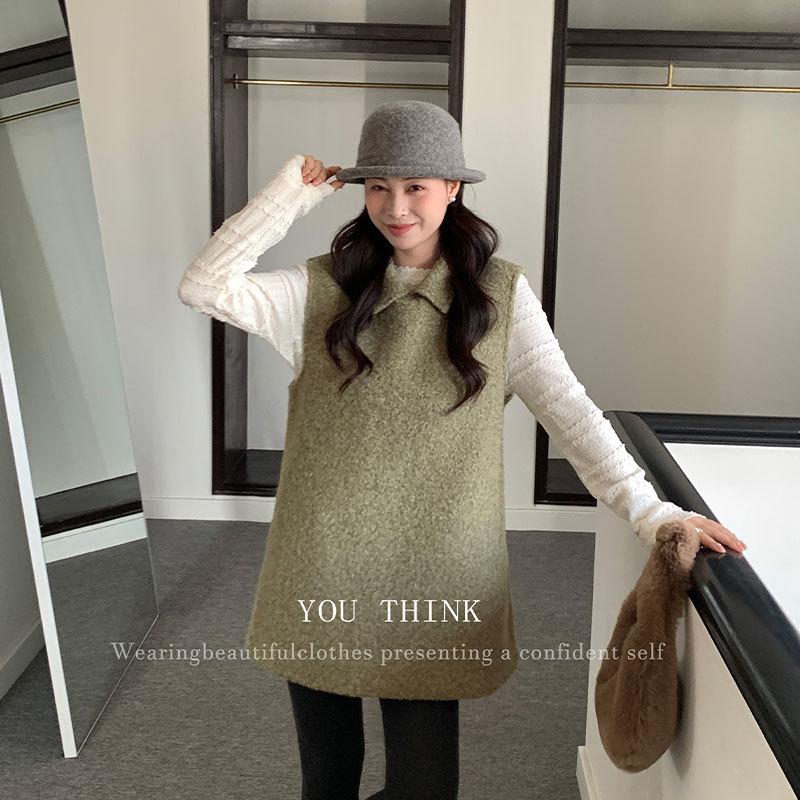 13th Row Winter Sleeveless Faux Lambswool Korean-Style Versatile Commuting Dress for Women One Size