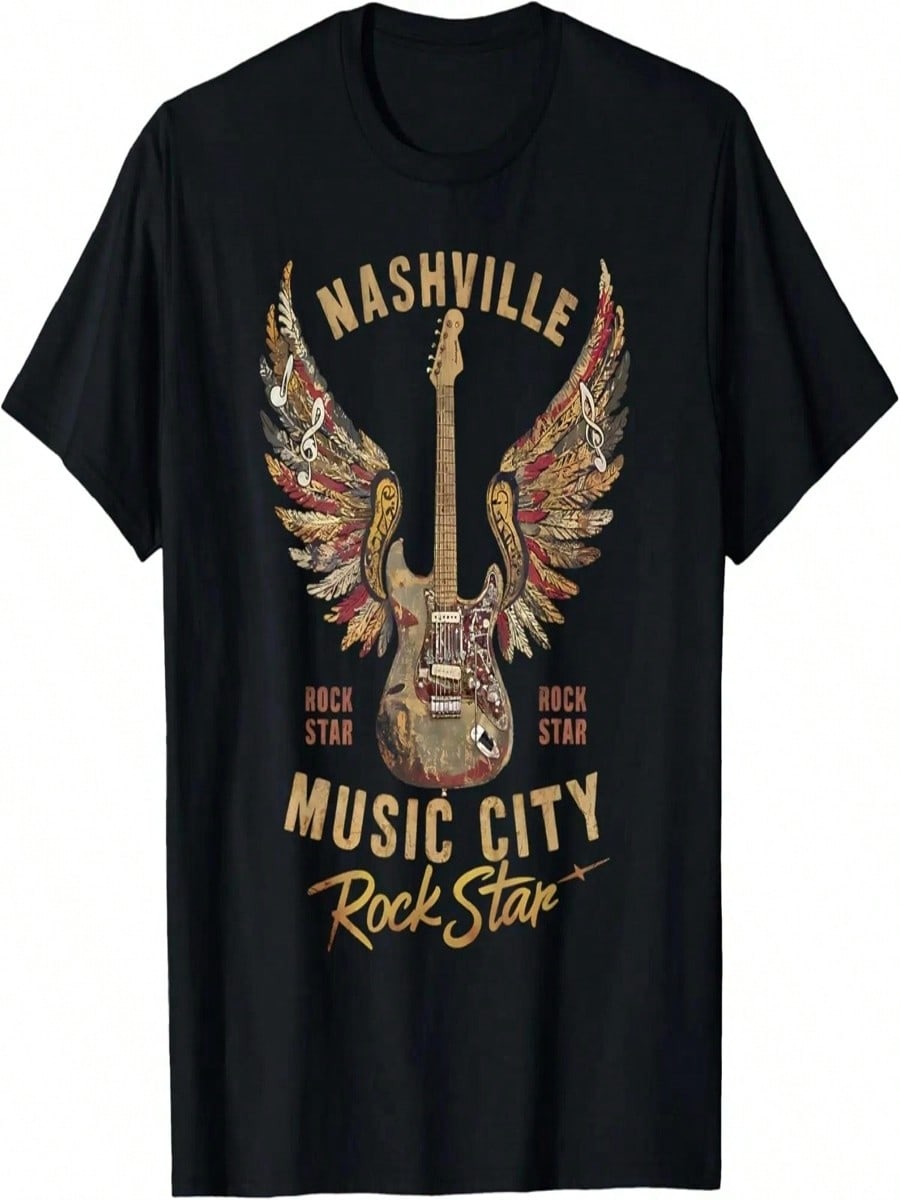 Крутая концертная футболка Rock Star Guitar Wings Music Nashville S разноцветный