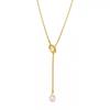 Stainless Steel Pull-out Adjustable Chain Baroque Pearl Pendant Long Necklace for Womens Fashion Sweater Chain New Jewelry
