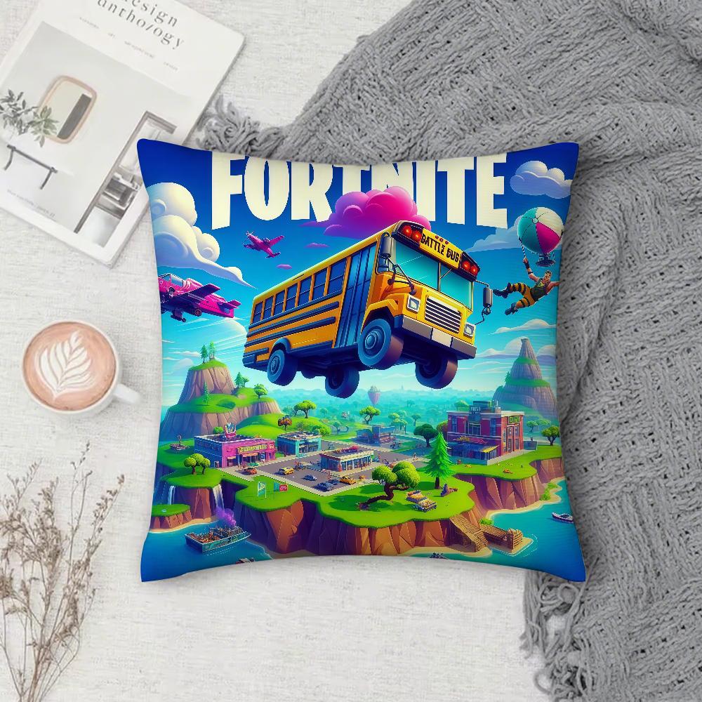 Game FFortnite Pillow Case Square DoubleSided Printing Sofa Cushion Cover Pillowcase Bedroom Bedside
