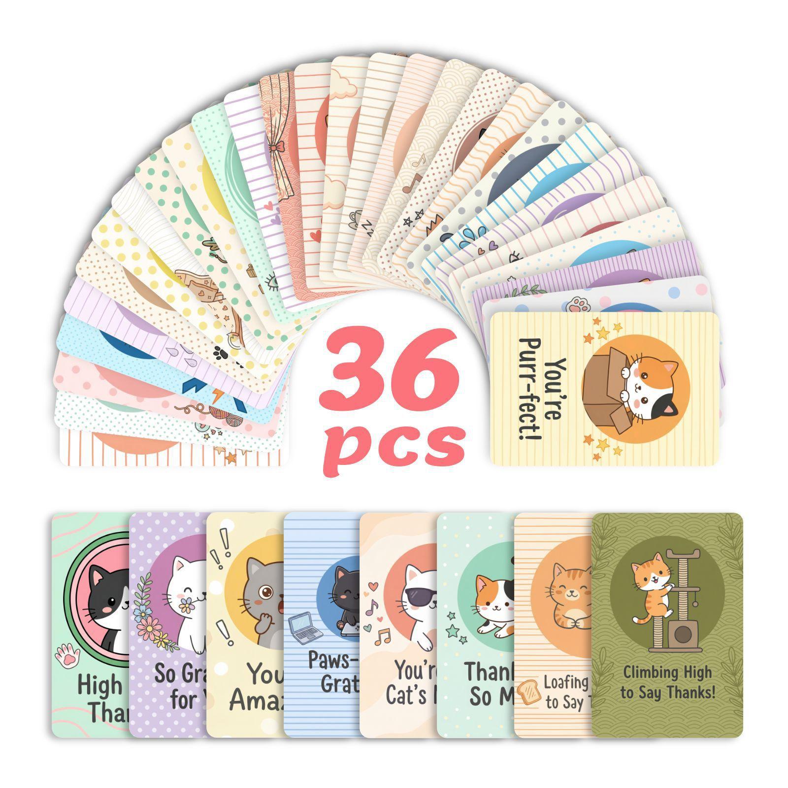 

Children S Fun Cute Cat Thanksgiving Card 36 Wind Cat Quotation Card Hand Account Material Wall Decoration Message Card RXHB0136