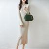 Women Sweater Dress 100% Wool MODERN NEW SAGA O-neck Knit Long Pullover Winter Jumpers Wool Long Dress Female