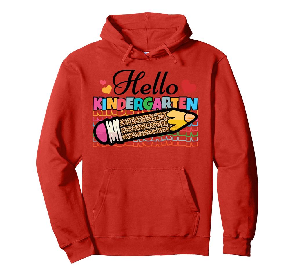 Hello Kindergarten Squad Pencil Back to School Teacher Kids Hoodie