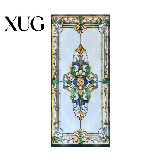 Waterproof Window Decal Privacy Film Vintage Stained Glass Style Static Cling Reusable Decorative Sticker for Cabinet Bathroom Kitchen Door