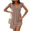 2026 Spring/Summer Dress, Beach Casual Deep V-Neck Folded Lotus Leaf Sleeves Loose Vest Skirt Women