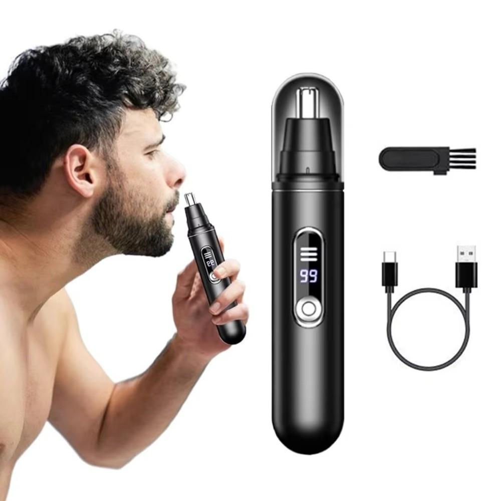 LED Digital Display Electric Nose Hair Trimmer Rotary Cutter Head Painless Hair Remover  Unisex