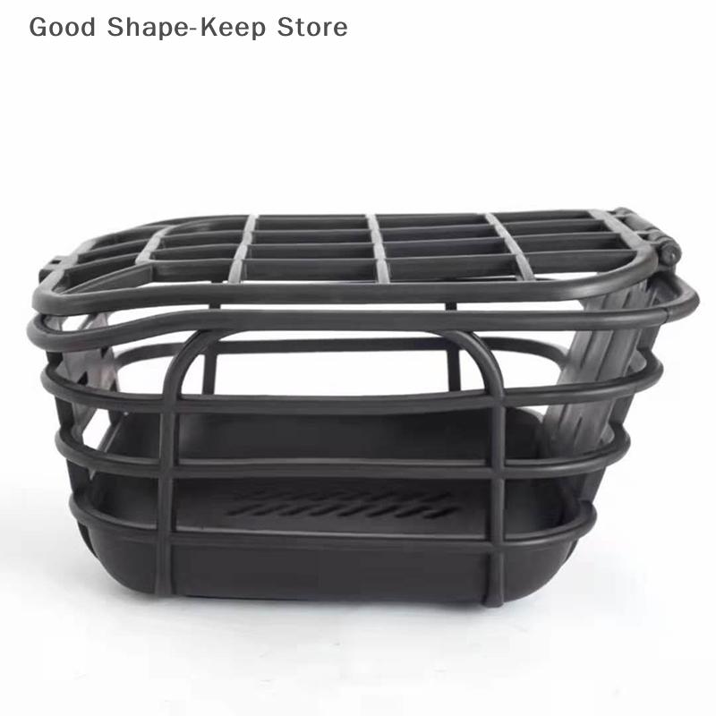 Large Capacity Anti-Extrusion Bike Front Basket Set Black PC Material Detachable Electric Bike Basket with Lid