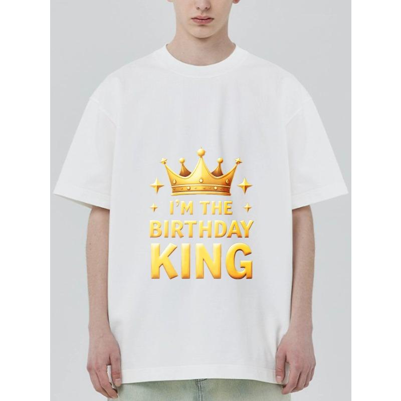 Schwarzes T-Shirt Ich bin der Geburtstagskönig Krone und Sterne Druck für Geburtstagsfeier