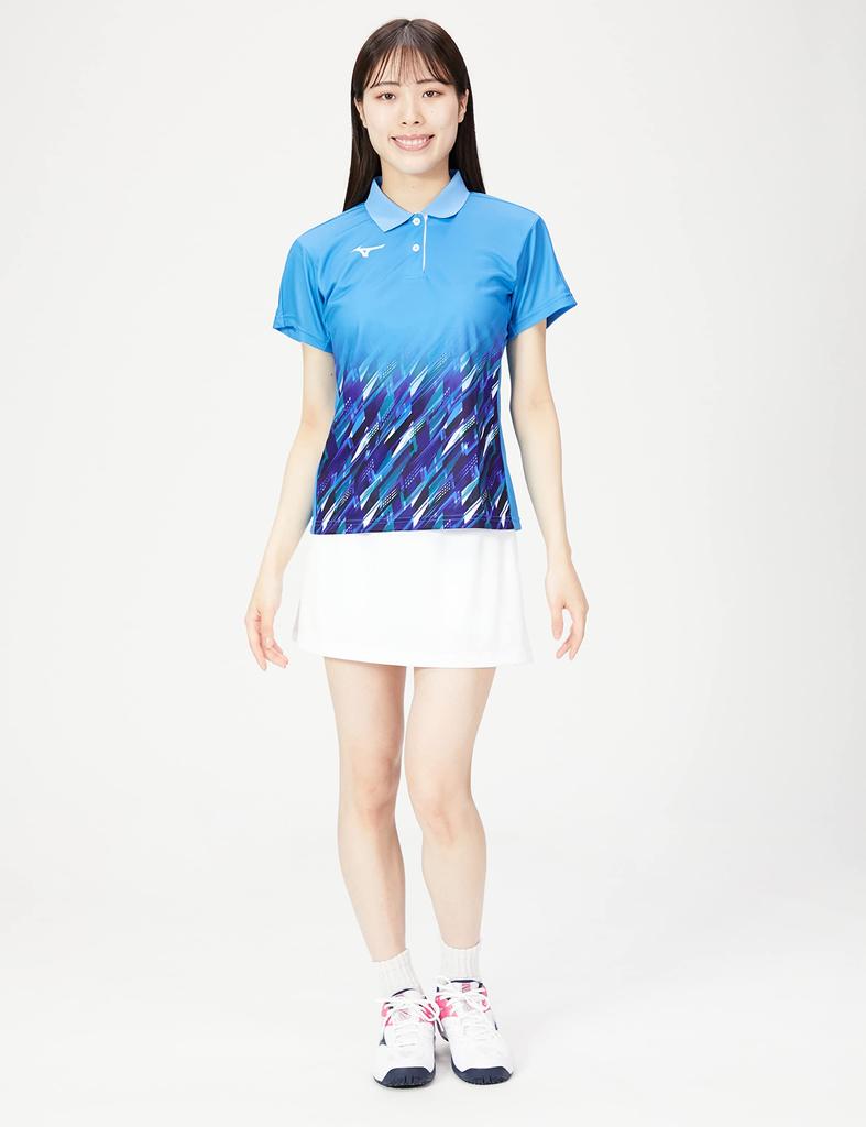 Mizuno Game Diva Size Wear Women's Quick-Dry Shirt, Blue, S, 62JA1203, Tennis/Badminton