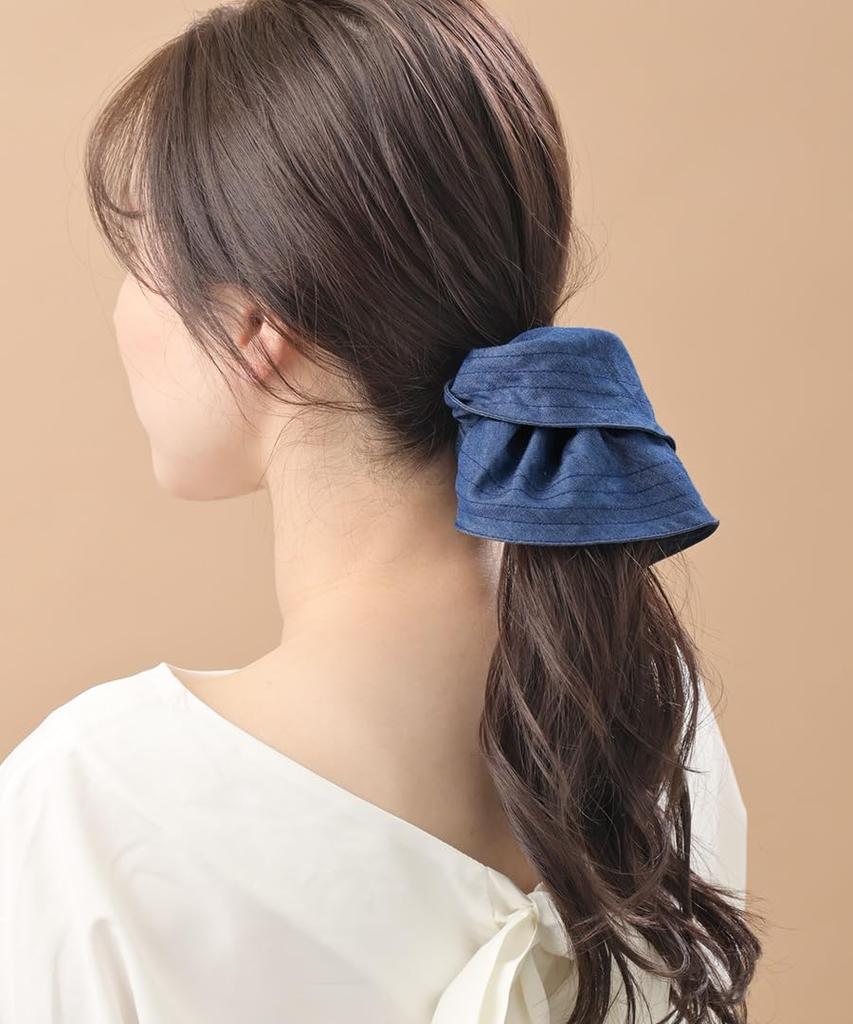 VINGTAINE Dungaree Large Trendy Hair Hair Women's Denim-Style Scrunchie, Scrunchie, Accessory, Tie, HS-218-IG