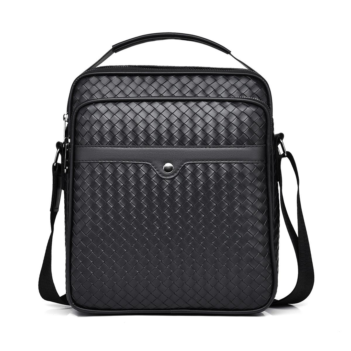 

WEIXIER модная плетеная мужская сумка через плечо в деловом стиле с большой вместительной сумкой через плечо из искусственной кожи для мужчин чёрный