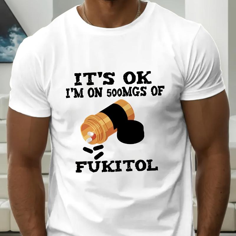 

Pill Bottle Meme Print T-Shirt,Lightweight T-Shirt Breathable Cool, Comfortable Wear XXL білий