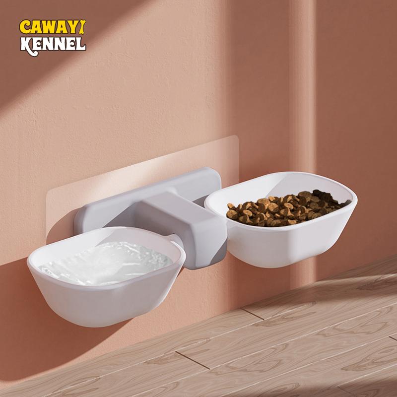 

Настенная кормушка для кошек, двойная миска для кошек, влагостойкая миска для воды для маленьких собак, регулируемая миска двойного назначения для домашних животных
