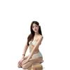 Women's 2025 Solid Color Plaid Backless Bikini Swimsuit