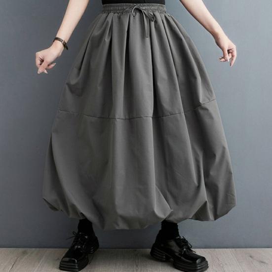 Damen Rock Hohe Taille Großer Saum Maxirock mit Taschen Einfarbige Lockere Passform Lässiger Knospenrock Abendparty Kleidung
