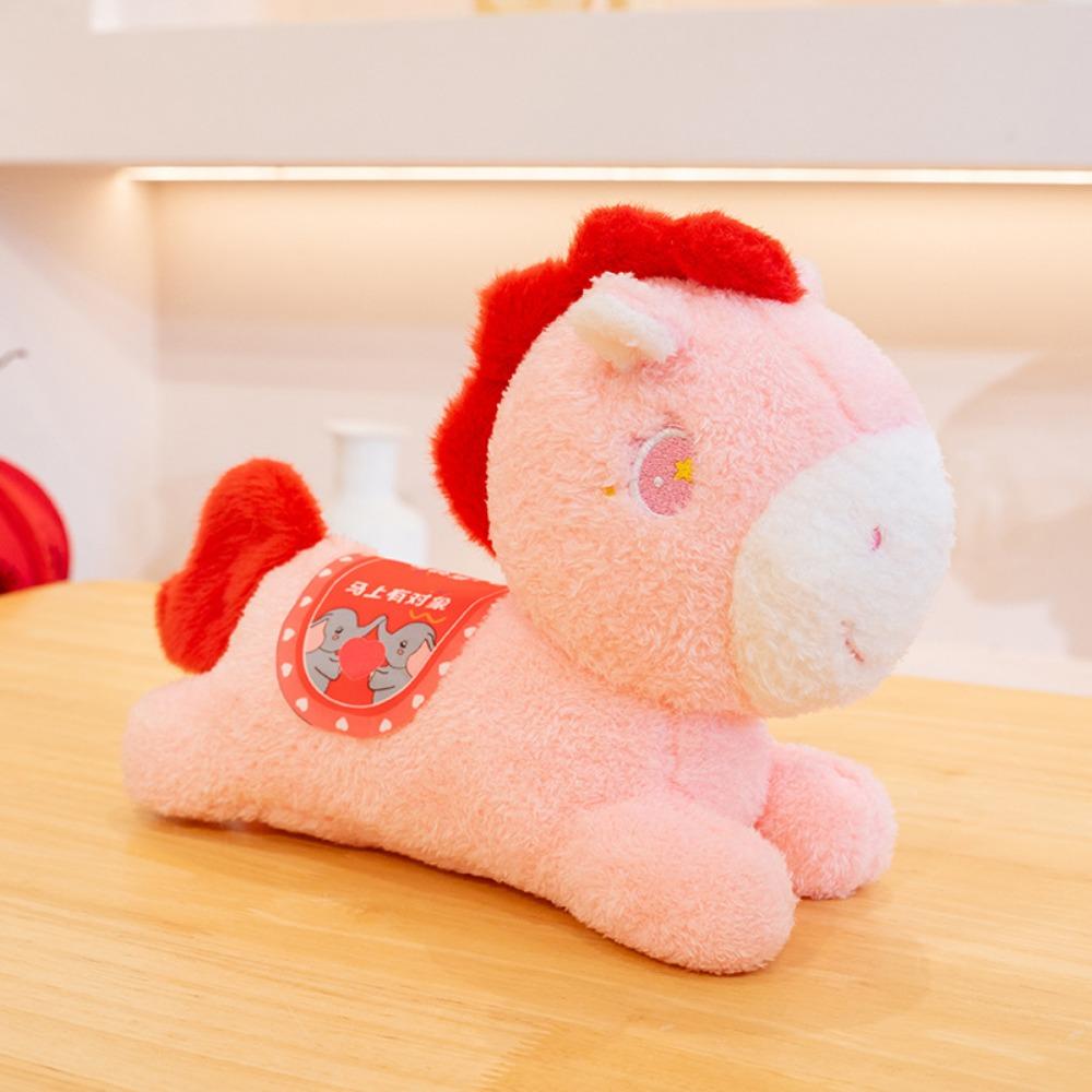 Cartoon Chinese Zodiac Horse Soft Horse Plush Doll Zodiac Horse Plush Toy  Horse Ornament розовый