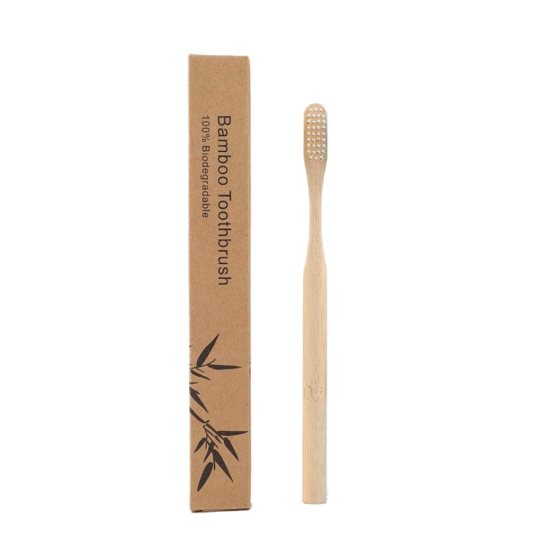 Eco Biodegradable Kraft Box Color Painted Round Handle Adult Soft Ready Stock Customizable Bamboo Toothbrush