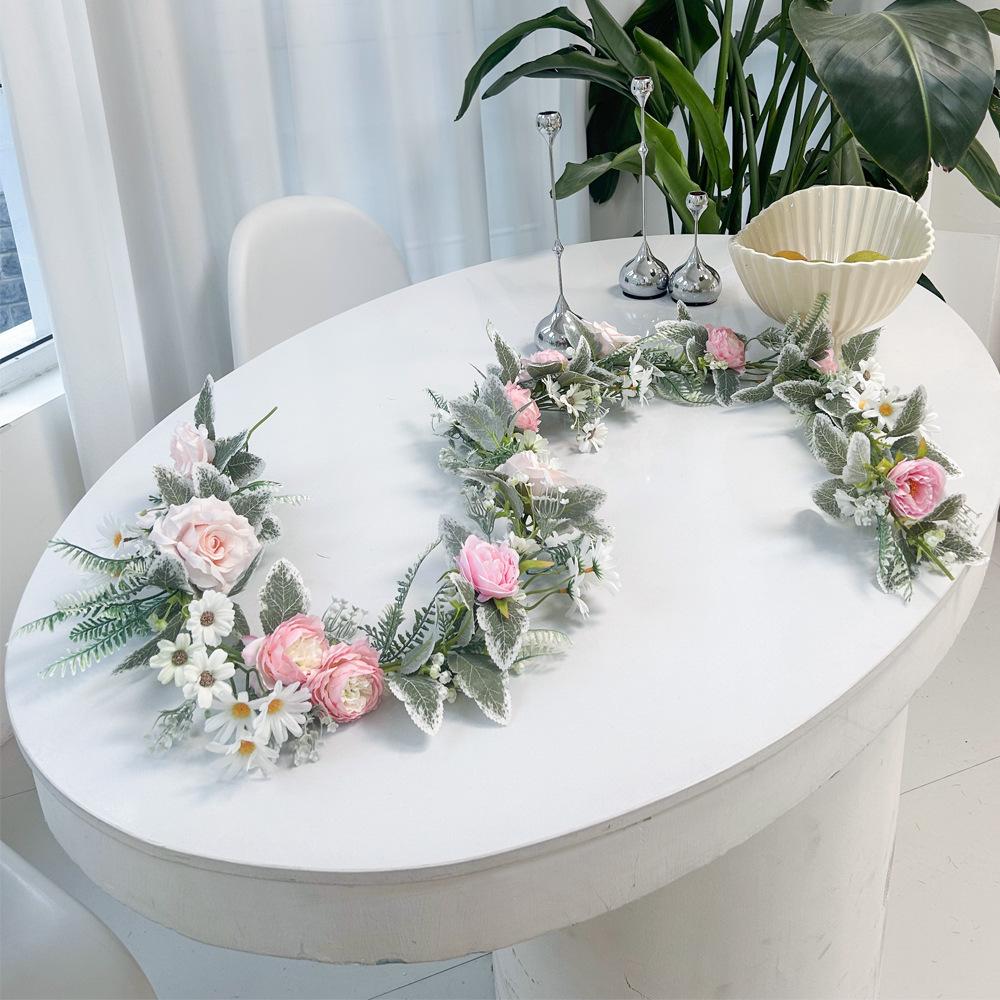 Artificial Imitation Rose Vine 1.8 Meters, Fake Flower Vine Home Outdoor Wedding Background Decoration