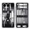 18Pcs Professional Stainless Steel Manicure/Pedicure Kit with Storage Case, Silver, Portable Nail Care Set for Home