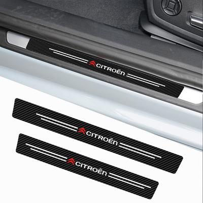 4Pcs Leather Carbon Fiber Car Door Sill Protector Strip Stickers for C4 C3 C5 C1 C2 VTS Berlingo C-Elysee C4-Picasso