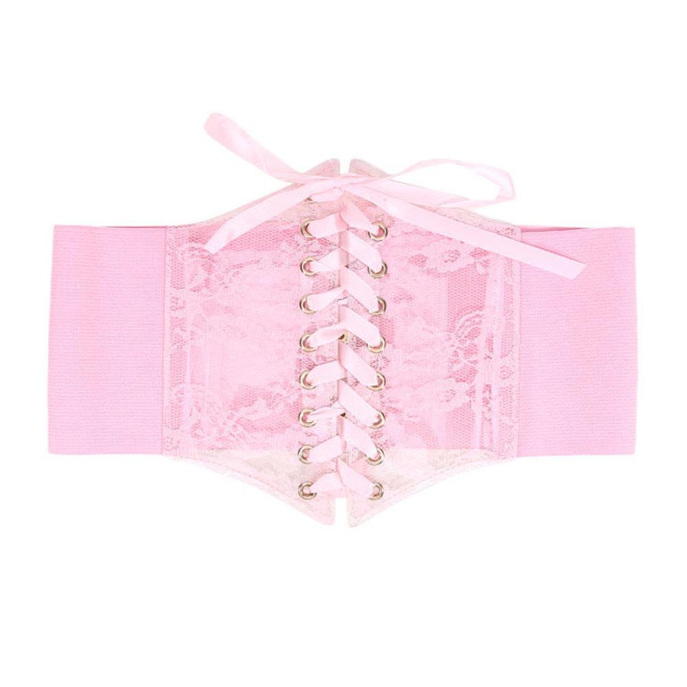 Retro Lace Waist Belt High Elasticity Slimming Body Women s Wide Belts External Wear Waistband розовый