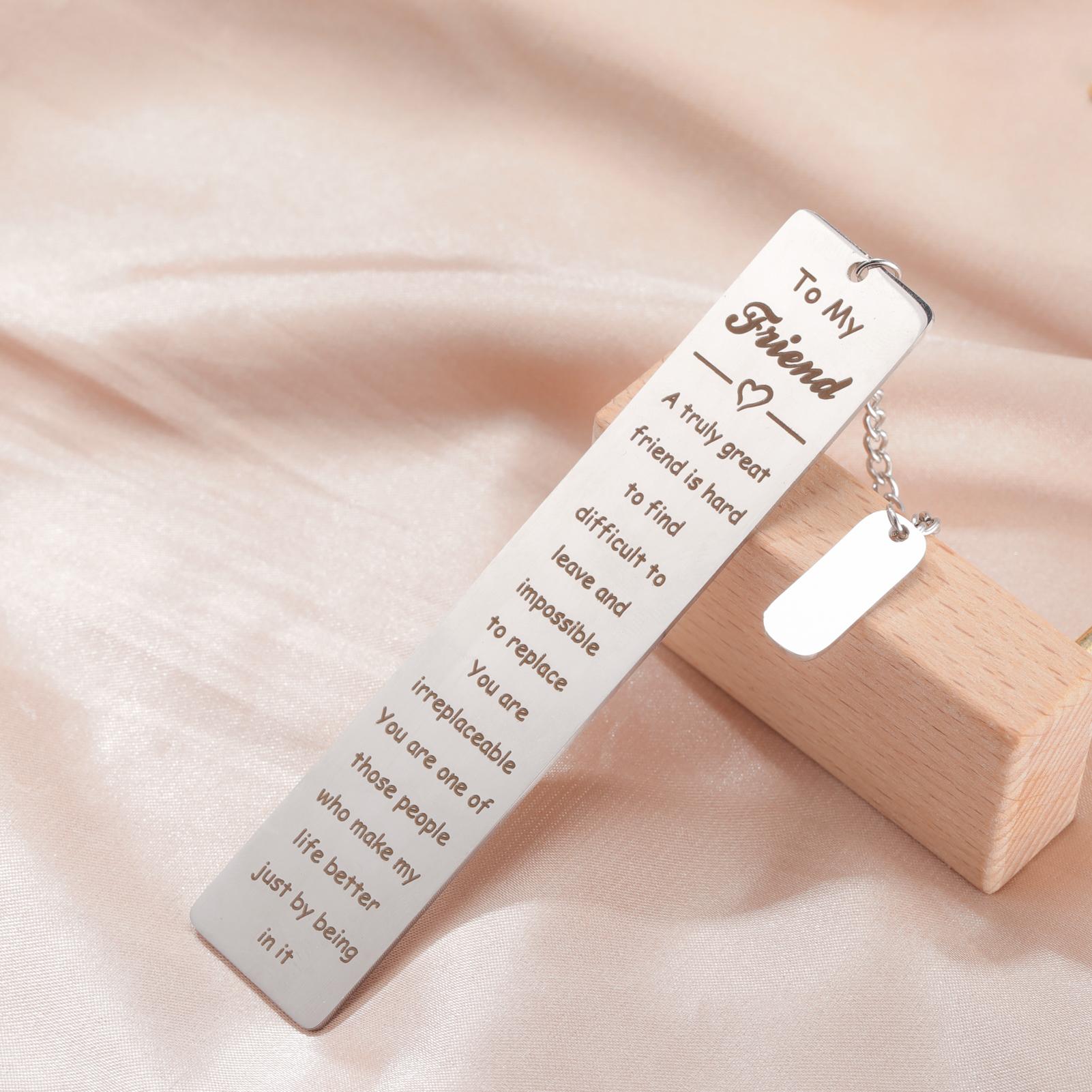 

Lemegeton Customized Bookmarks Engraved Text Logo Rectangle Tag Pendant Stainless Steel Jewelry Men Women Personalized Gifts