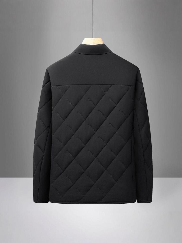 Men's Autumn/Winter Cotton Lapel Jacket - Casual, Warm, Loose Fit for Middle-Aged & Elderly