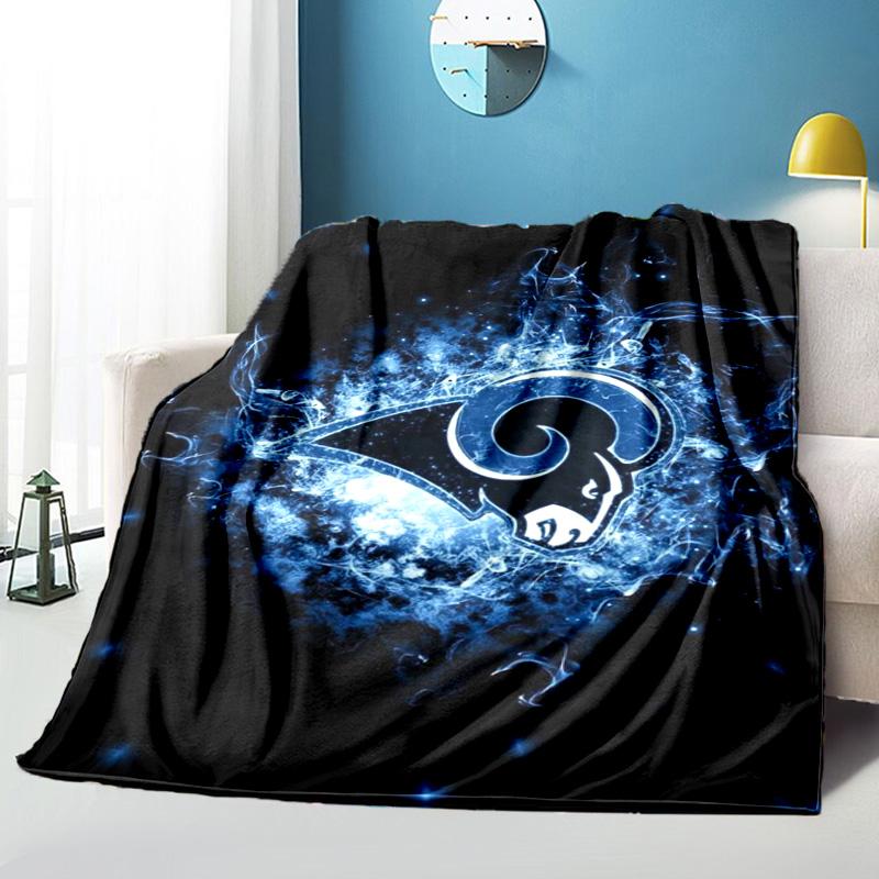 Rams Team Spirit Printed Throws Blanket Soft Flannel Blankets for Couch Bed Gifts for Men Women Picnic Blanket Christmas Gifts