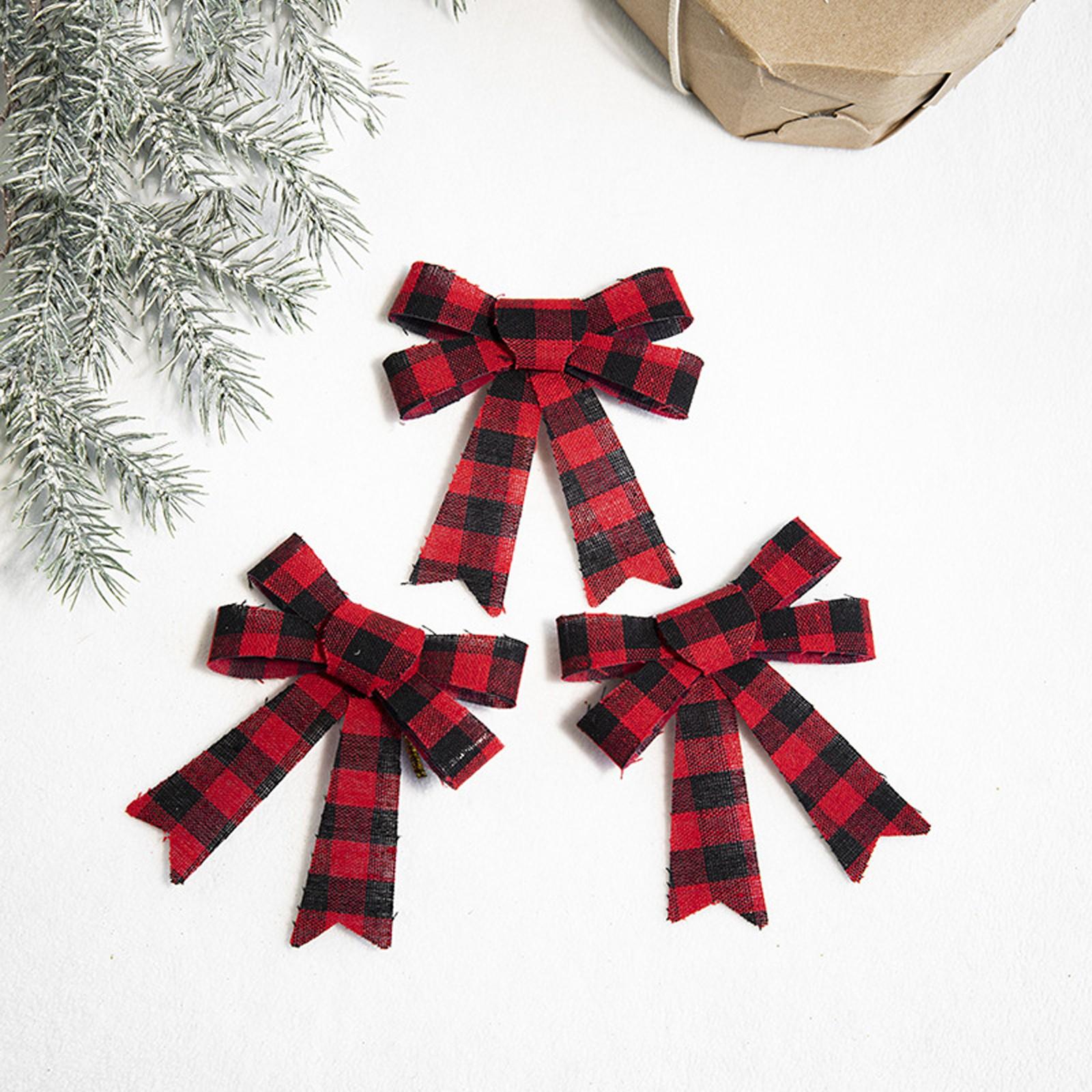 

Новые елочные украшения Красная клетчатая снежинка Маленький бант Рождественское украшение Подвеска DIY Материалы One Size