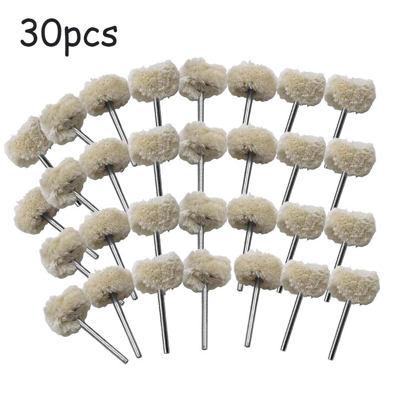 10/20/30pcs Wool Polishing Wheel 3mm Shank Artificial Wool Buffing Wheel Grinder Head Rotary Tools For Stone Metal and Nonmetal
