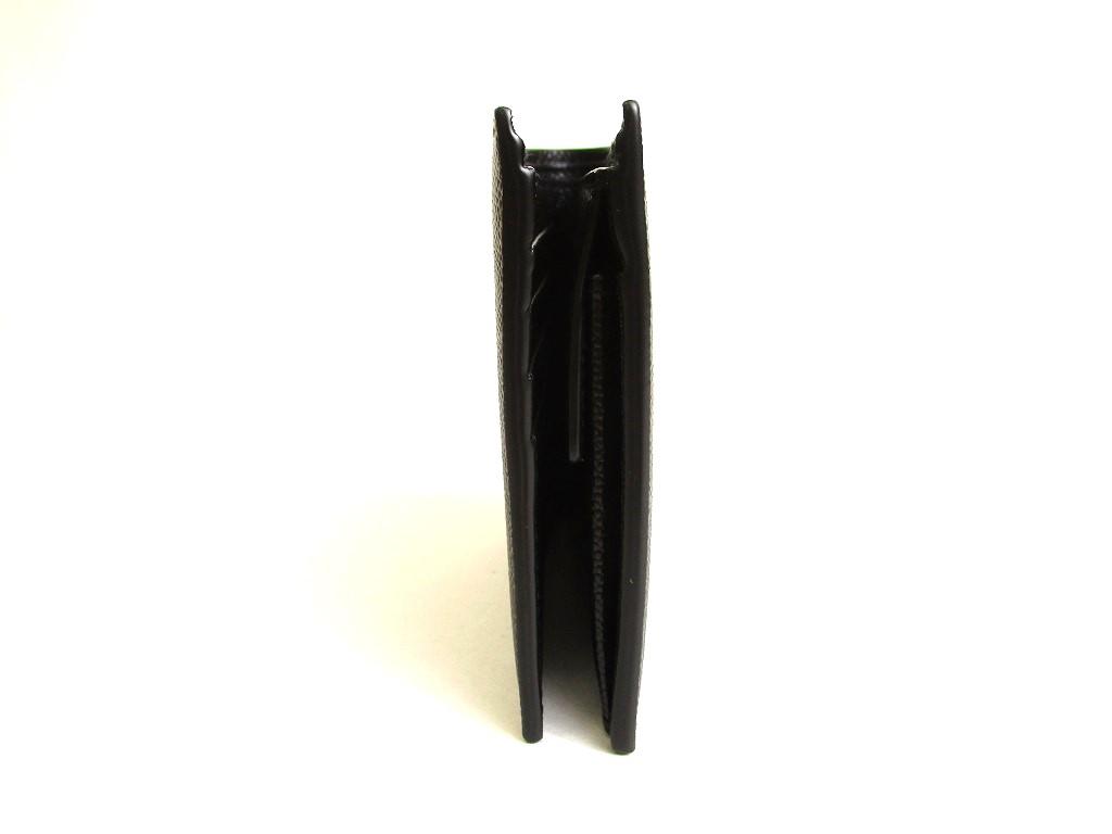 Portafoglio compatto bifold in pelle nera Saint Laurent Paris YSL autentico #9784 ricondizionato