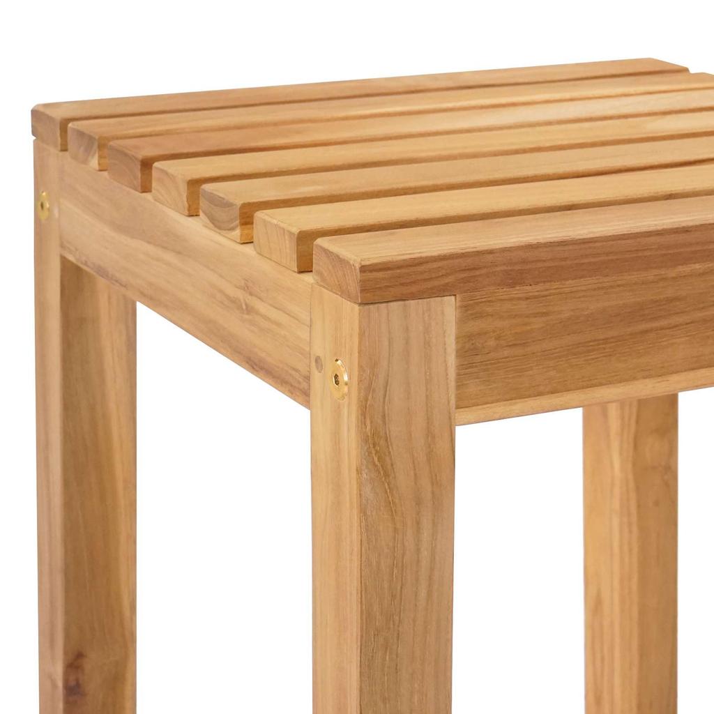Bar Stool Set of 2 Natural Solid Teak Wood