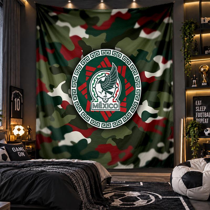 Wall Hanging Tapestry Mexico Football Print Cloth for Living Room Bedroom Home Decor