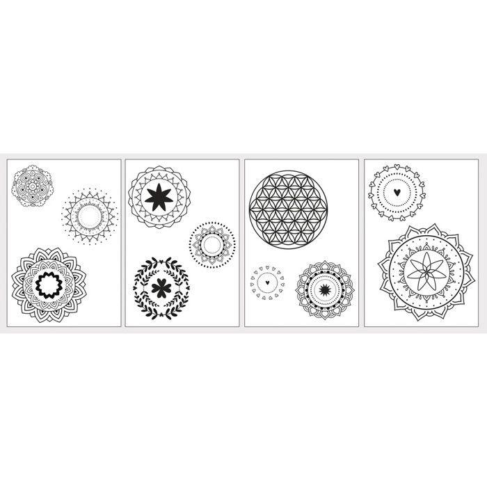 Pap. De transfert av. Modèles"Mandalas", 5xA4 Papier de transfert+modèles,