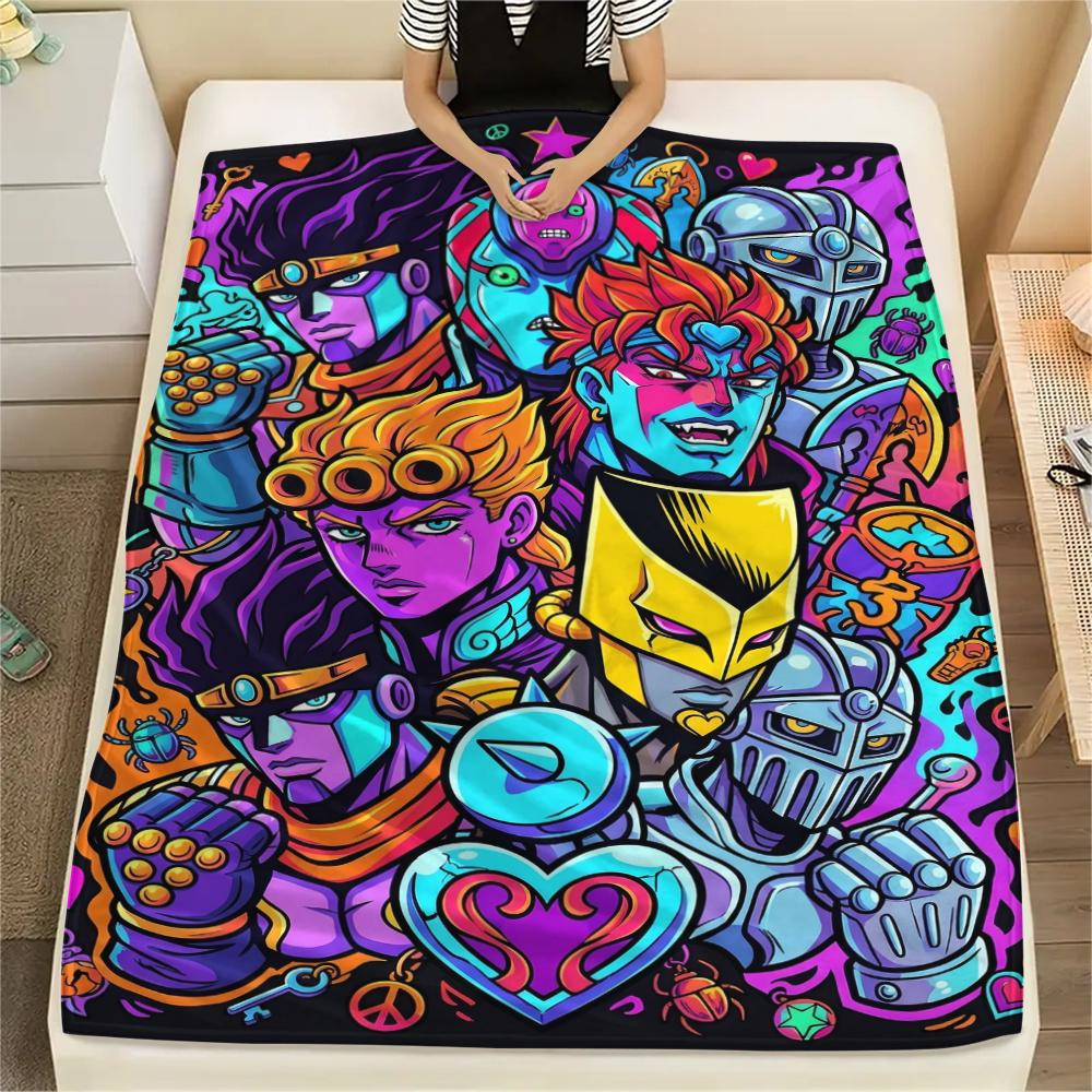 

Decorative JOJO Bizarre Adventure Flannel Blanket Print Warm Comfortable Throw for Sofa Bed Chair Travel Picnic Use Art-Xin 75x90cm