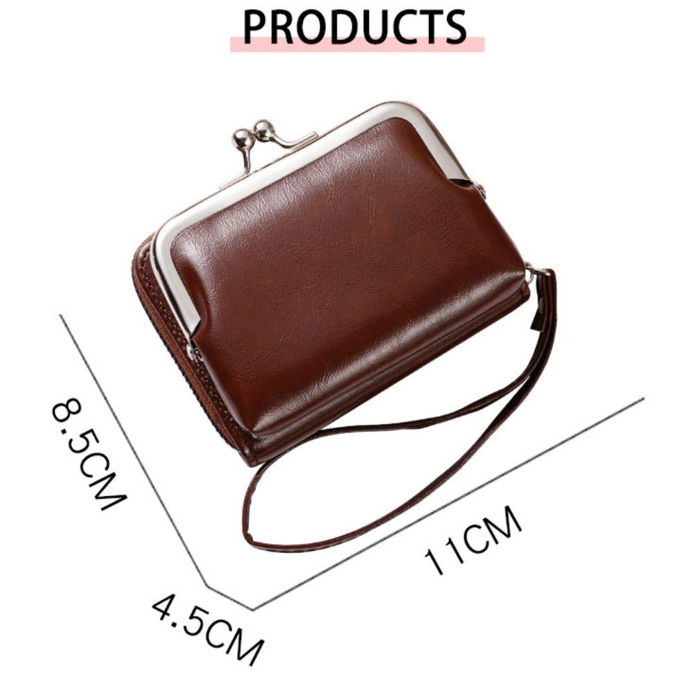 New PU Leather Women Short Wallet with Strap Hasp Design Coin Purse Large Capacity Slim Small Wallet Women Girls
