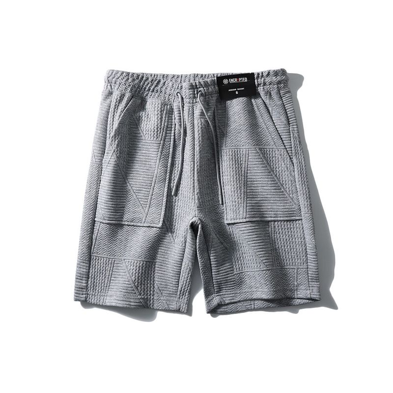 American Retro Textured Knit Shorts for Men, Summer Sports Five-Point Pants, Foreign Trade Men s Clothing, Elastic Waist Casual Pants Gray XL