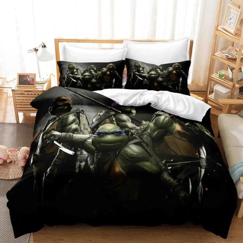 Exquisite 3D Printing Cartoon Turtles Wallpaper Anime Digital Printing Bedding Set Duvet Cover Comforter Bed Girl Boys Gift 135x200cm